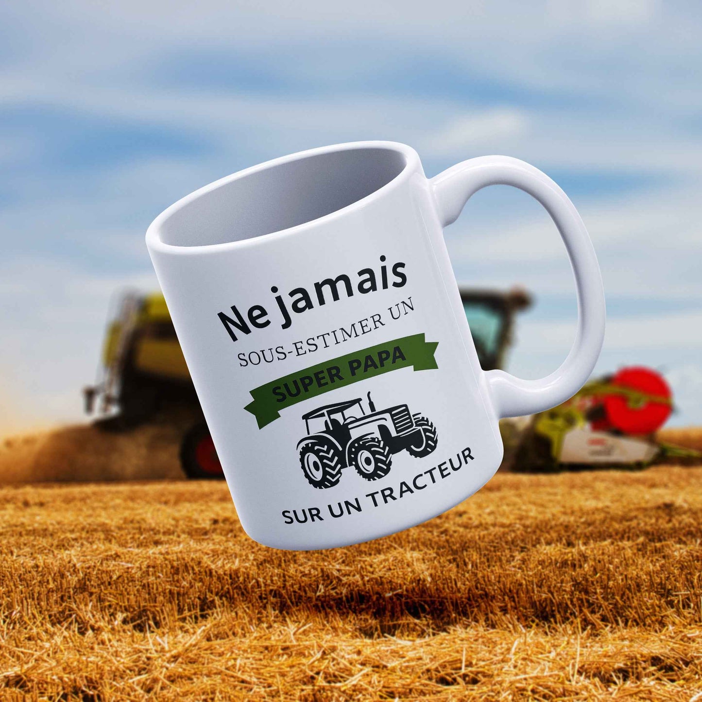 Mug "Ne jamais sous-estimer un papa sur un tracteur"